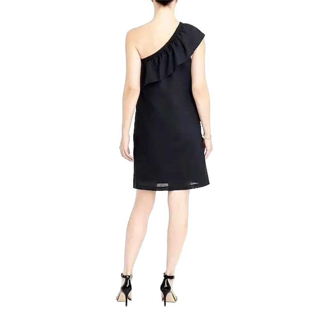 NWT J. Crew Women's Dress Size XS Black One Shoulder Sheath Linen Cotton Lined